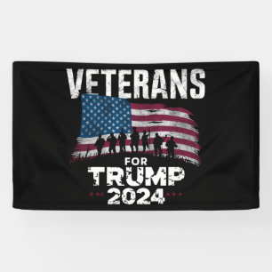 Dad Grandpa Veterans For Trump 2024 American Flag Banner