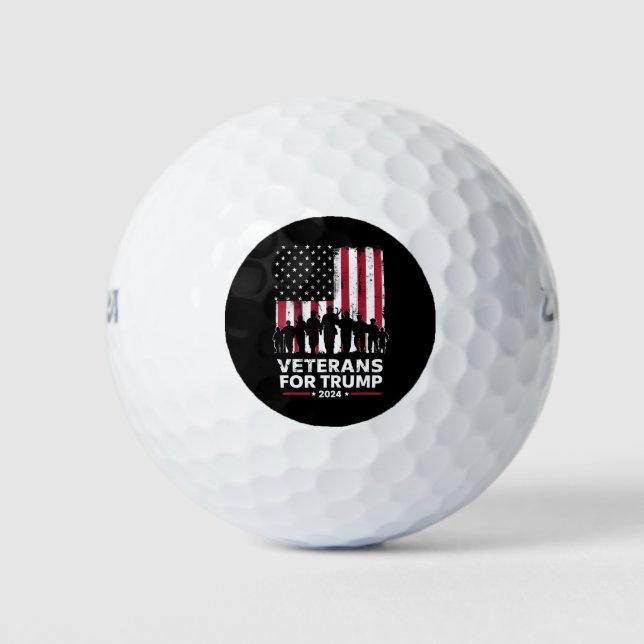 Dad Grandpa Veterans For Trump 2024 American Flag Golf Balls (Front)