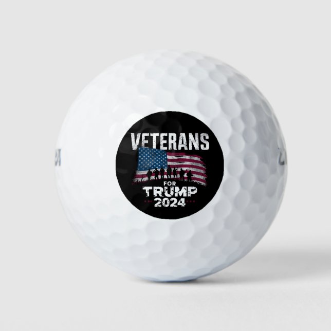 Dad Grandpa Veterans For Trump 2024 American Flag  Golf Balls (Front)