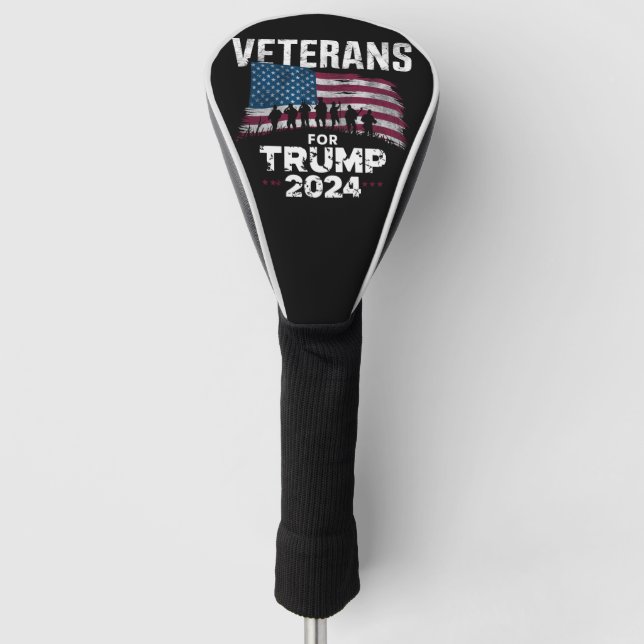 Dad Grandpa Veterans For Trump 2024 American Flag  Golf Head Cover (Front)