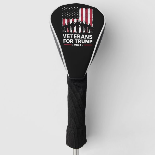 Dad Grandpa Veterans For Trump 2024 American Flag Golf Head Cover (Front)