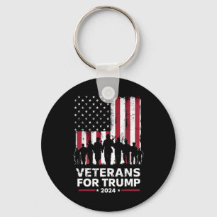 Dad Grandpa Veterans For Trump 2024 American Flag Key Ring