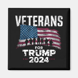 Dad Grandpa Veterans For Trump 2024 American Flag  Magnet