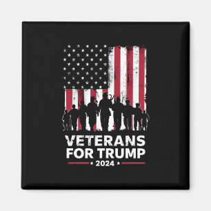 Dad Grandpa Veterans For Trump 2024 American Flag Magnet