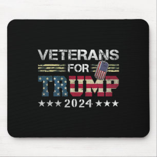 Dad Grandpa Veterans For Trump 2024 American Flag  Mouse Mat