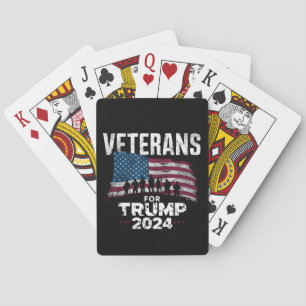 Dad Grandpa Veterans For Trump 2024 American Flag Playing Cards