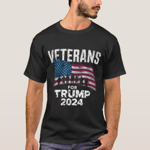Dad Grandpa Veterans For Trump 2024 American Flag T-Shirt