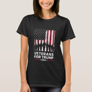 Dad Grandpa Veterans For Trump 2024 American Flag T-Shirt