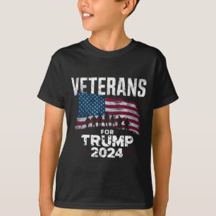 Dad Grandpa Veterans For Trump 2024 American Flag T-Shirt
