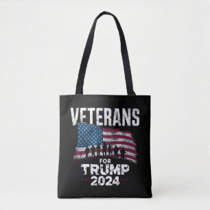 Dad Grandpa Veterans For Trump 2024 American Flag  Tote Bag