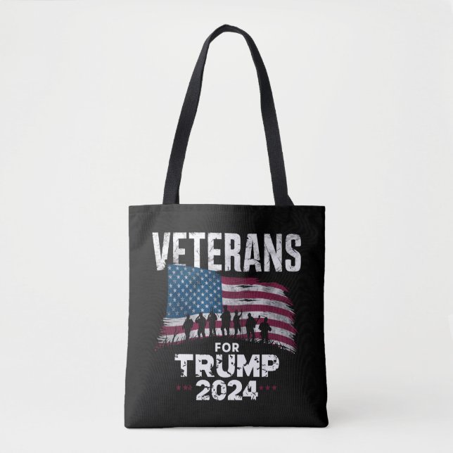 Dad Grandpa Veterans For Trump 2024 American Flag  Tote Bag (Front)
