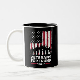 Dad Grandpa Veterans For Trump 2024 American Flag Two-Tone Coffee Mug