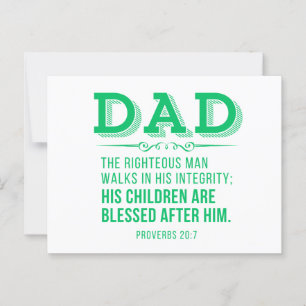 Dad - Green Father's Day Christian Bible Verse Postcard