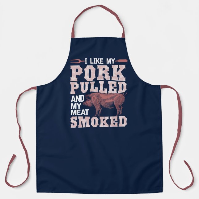 Dad Grill Butt Rubbed and My Pork Pulled Pig Navy Apron (Front)