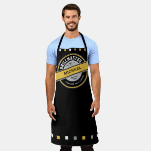 Dad Grill Master Apron on Black