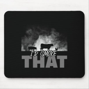 Dad Grilling Bbq Apparel - I'd Smoke That Cow Pig Mouse Mat