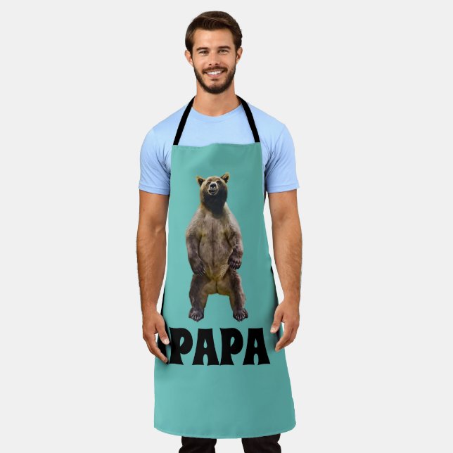 DAD GRIZZLY BEAR PAPA FUNNY GRILLOUT APRON (Worn)