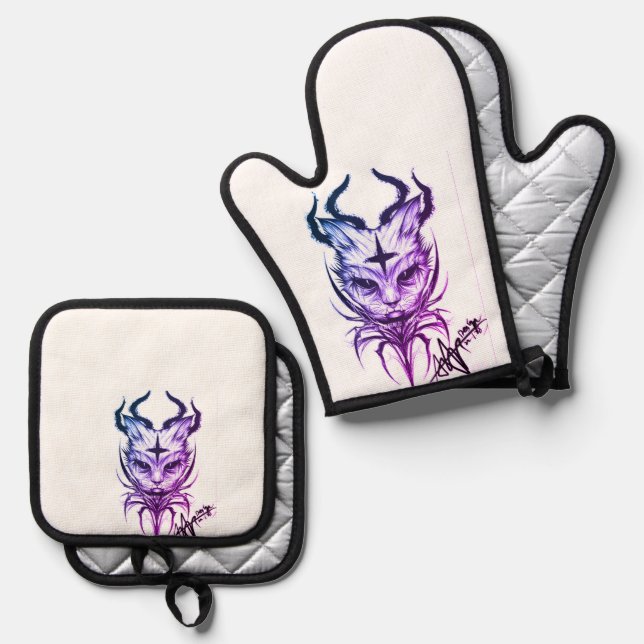 dad handles for kitchen oven mitt & pot holder set (Front/Back)