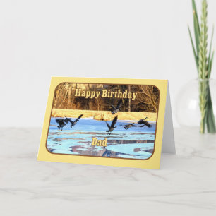 Dad Happy Birthday Geese Take Off From Frozen Pond Card