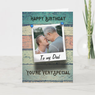 Dad Happy Birthday Instagram Photo Rustic Wood Card