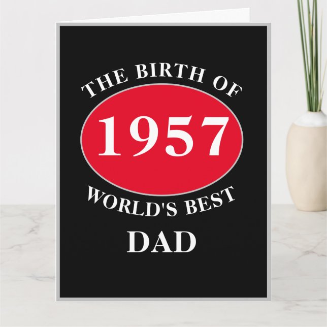 Dad Happy Birthday Monogram Name Year Black Big Card (Front)