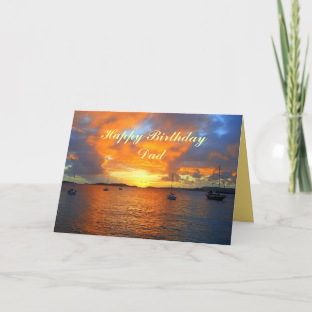 Dad Happy Birthday Sailboats at Golden Sunset Card (Front)