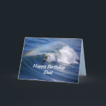 Dad Happy Birthday Surfer With Rainbow Card<br><div class="desc">A California surfer rides a wave as a rainbow shoots overhead. Awesome! You're cool,  you're rad,  you're an awesome Dad!</div>