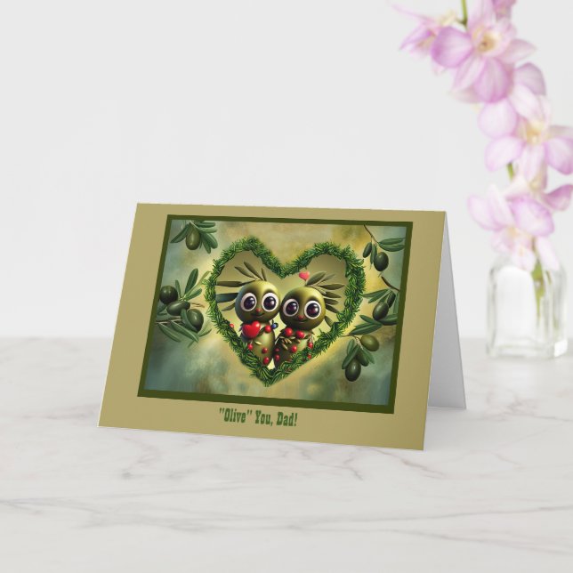 Dad Happy Fathers Day I Love You cute Olive People Card (Orchid)
