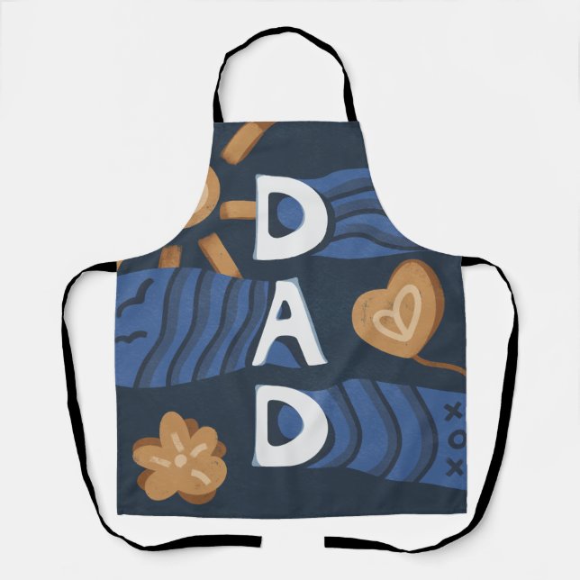Dad - Happy Father's Day Navy Blue Apron (Front)