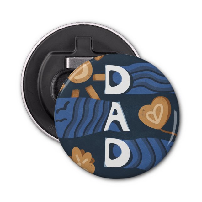 Dad - Happy Father's Day Navy Blue Bottle Opener (Front)