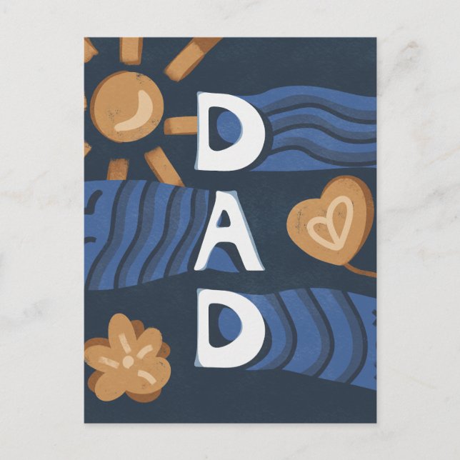 Dad - Happy Father's Day Navy Blue Postcard (Front)