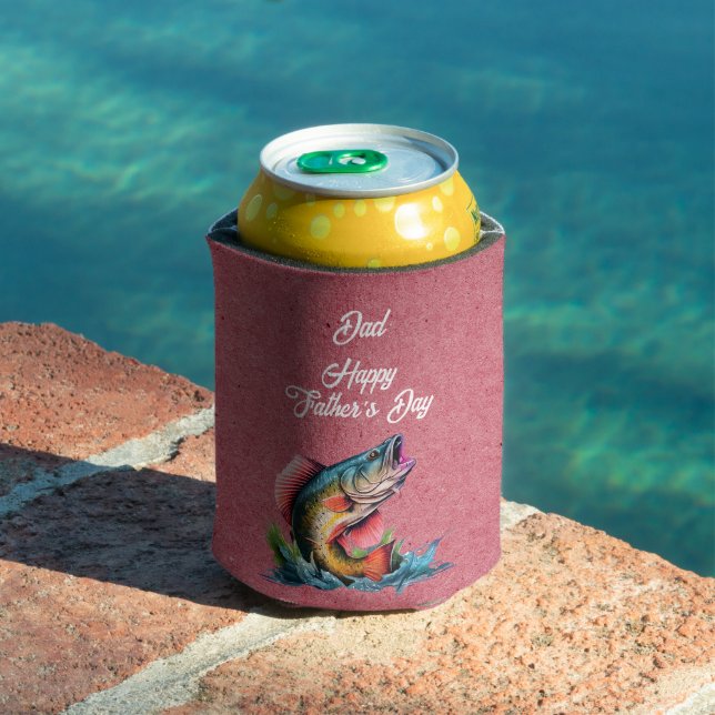 Dad Happy Father's Day Red Big Fish Strike Can Cooler (In Situ Pool)