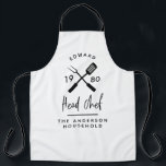 Dad head chef bbq grill Christmas birthday modern Apron<br><div class="desc">Dad head chef bbq grill Christmas,  birthday  fathers day modern black and white apron design.</div>