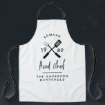 Dad head chef bbq grill Christmas birthday modern Apron<br><div class="desc">Dad head chef bbq grill Christmas,  birthday  fathers day modern black and white apron design.</div>