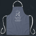 Dad head chef bbq grill Christmas birthday modern  Apron<br><div class="desc">Dad head chef bbq grill Christmas,  birthday,  fathers day modern dusty blue and white apron design.</div>
