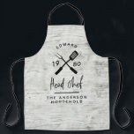 Dad head chef bbq grill Christmas birthday modern  Apron<br><div class="desc">Dad head chef bbq grill Christmas,  birthday  fathers day modern black and white grey wood effect apron design.</div>