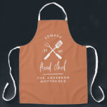 Dad head chef bbq grill Christmas birthday modern  Apron<br><div class="desc">Dad head chef bbq grill Christmas,  birthday  fathers day modern terracotta and white apron design.</div>