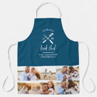 Dad head chef bbq grill multi photo modern blue