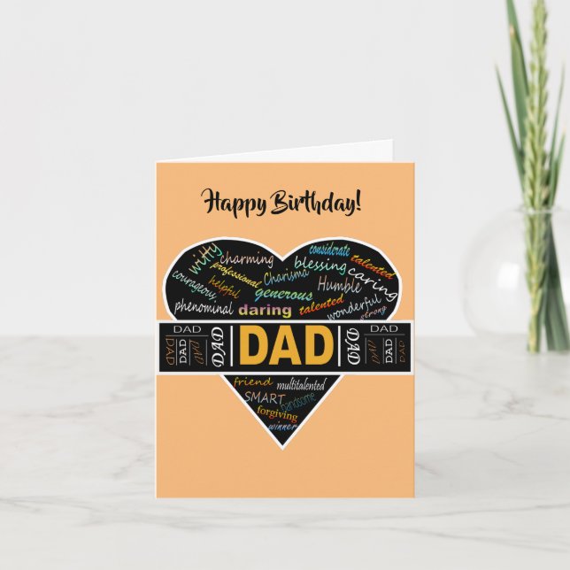 Dad Heart African American Birthday  Card (Front)