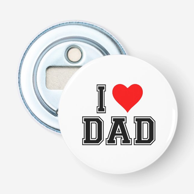 Dad Heart Button – Bold and Simple Design Bottle Opener (Front)