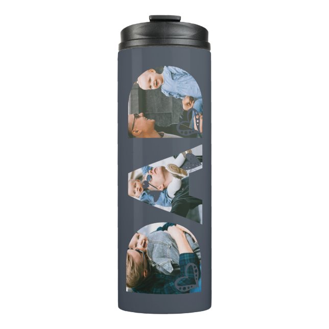 Dad Heart Collage Father's Day Keepsake Photo Canv Thermal Tumbler (Front)