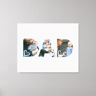 Dad Heart Collage Father's Day Keepsake Photo Canvas Print