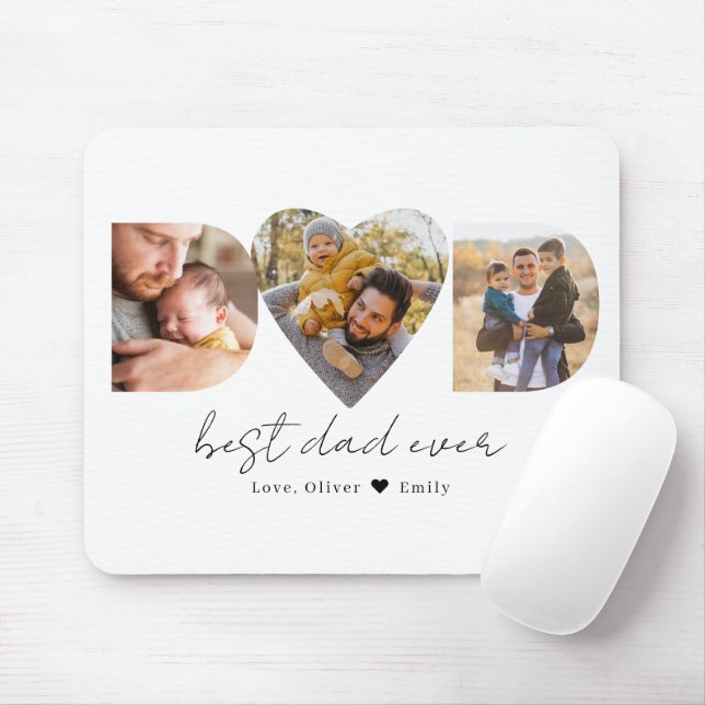 Dad Heart Photo Collage, Father's Day Gift Mouse Mat (With Mouse)