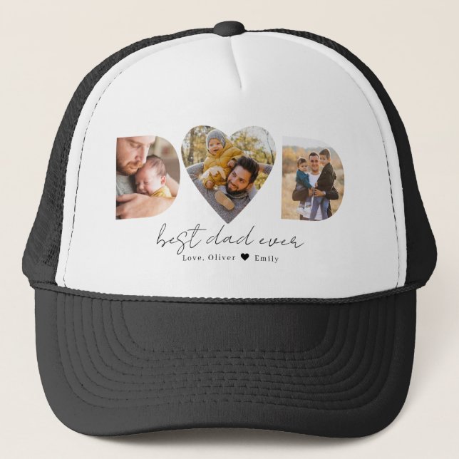 Dad Heart Photo Collage for Father's Day Trucker Hat (Front)