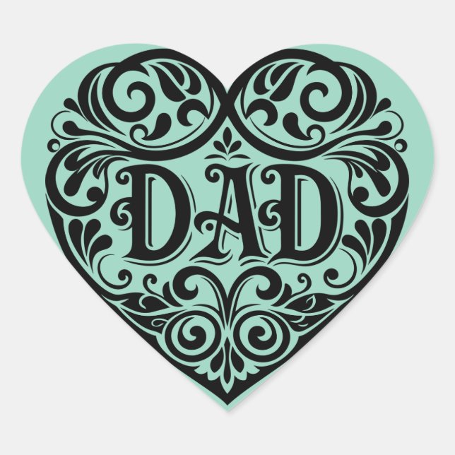 Dad Heart Shape Sticker (Front)