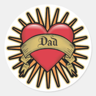 Dad Heart Tattoo Classic Round Sticker