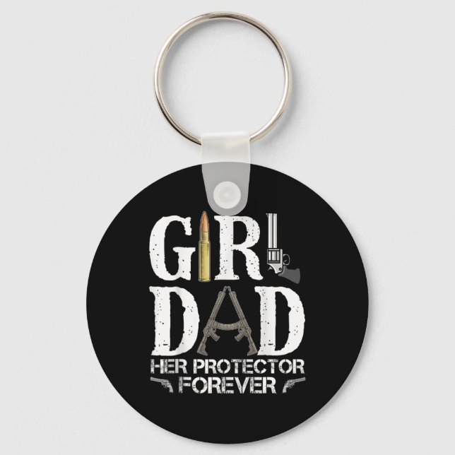 Dad Her Protector Forever Daddy Funny Fathers Day  Key Ring (Front)