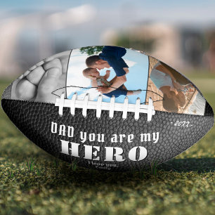 Dad Hero Leather Print Father`s day Photo Collage American Football