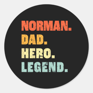Dad Hero Legend Personalised Custom Name Fathers D Classic Round Sticker