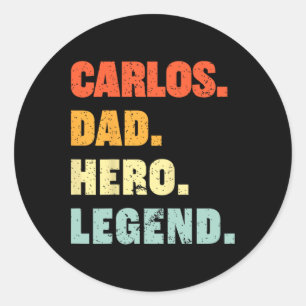 Dad Hero Legend Personalised Custom Name Fathers D Classic Round Sticker